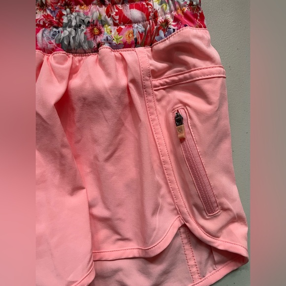 Lululemon Athletica Pink Athletic Shorts with Floral Waistband - Picture 2 of 7